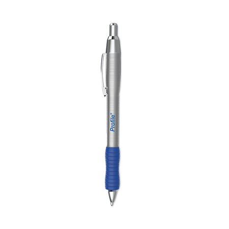 PAPER MATE Profile Metal Ballpoint Pen, Retractable, Medium 1 mm, Blue Ink, Silver Barrel, PK12 PK 2130518